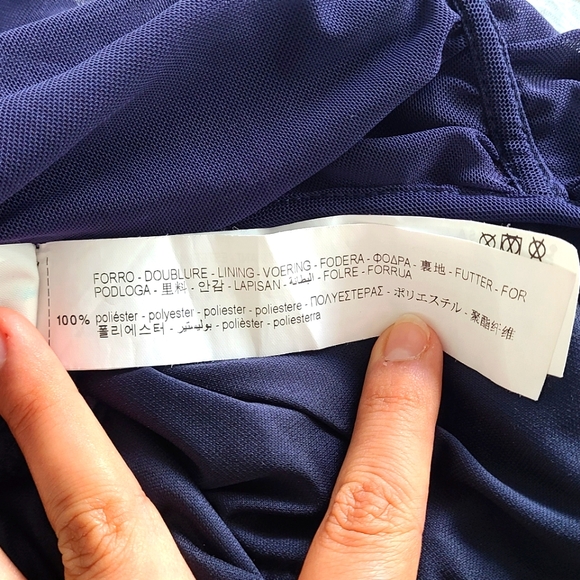 ✨️Any 3 for $15✨️ Zara Medium Navy Blue Ruched Bodysuit - Picture 12 of 12